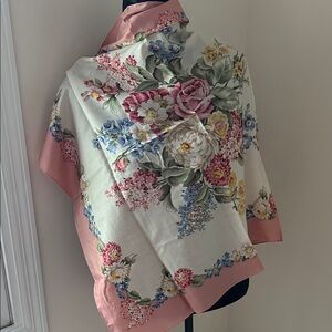 Ralph Lauren Sill Floral Scarf in Pink and Cream